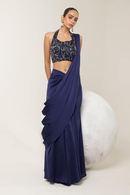 Libas Cafe by Nidhi & Ashish Hand Embroidered Corset & Pre-Draped Saree Set 