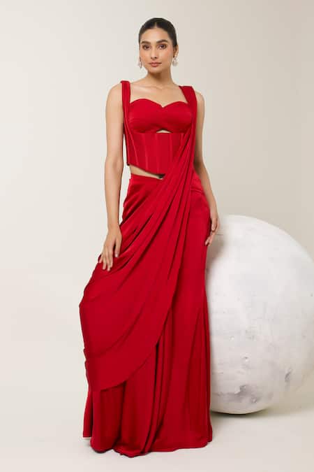 Libas Cafe by Nidhi & Ashish Pre-Draped Saree With Structured Corset Blouse 