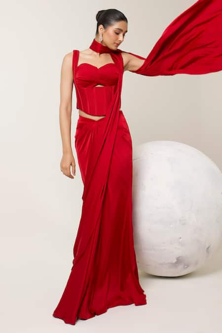 Libas Cafe by Nidhi & Ashish Pre-Draped Saree With Structured Corset Blouse 