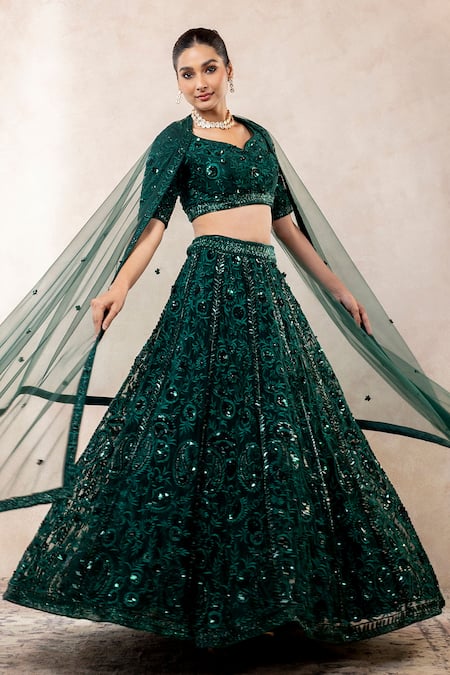 Libas Cafe by Nidhi & Ashish Flower Hand Embroidered Lehenga Set 