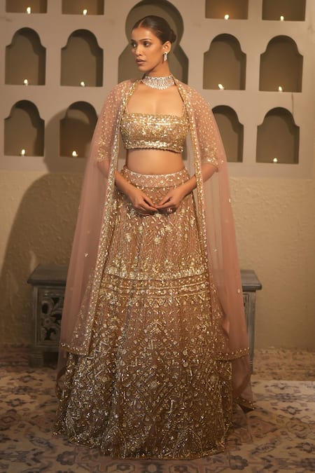 Libas Cafe by Nidhi & Ashish Hand Embroidered Net Lehenga Set 