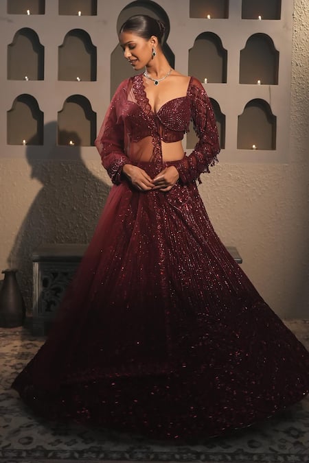 Libas Cafe by Nidhi & Ashish Hand Embellished Net Lehenga Set 