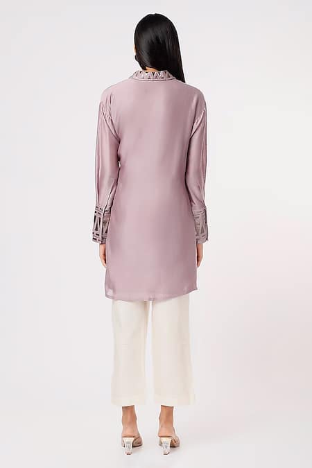 Sandhya Shah Flame Chanderi Shirt Tunic & Pant Set 