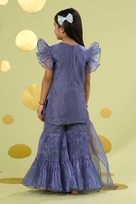 Vivedkids Blue Lotus Kurta Sharara Set 