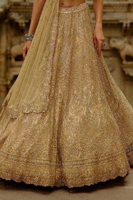 Shop Nitika Gujral Gold Net Crystals, Beads, Sequins, Embroidery Sweetheart Neck Bridal Lehenga Set Online at Aza Fashions Shop_Nitika Gujral_Gold Net Crystals, Beads, Sequins, Embroidery Sweetheart Neck Bridal Lehenga Set _Online_at_Aza_Fashions