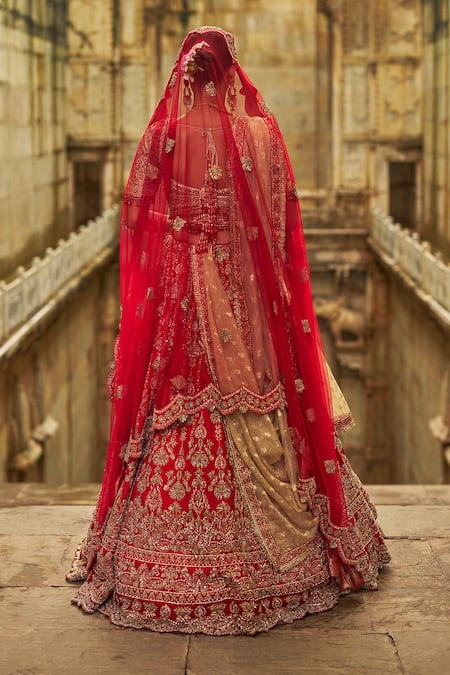 Nitika Gujral Red Hand Embroidered Bridal Lehenga Set 