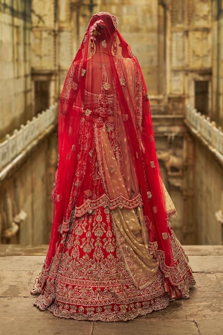 Nitika Gujral Red Hand Embroidered Bridal Lehenga Set 