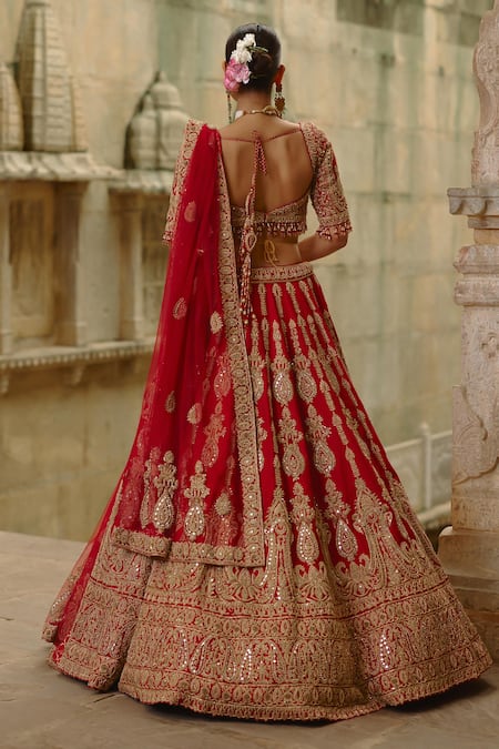 Nitika Gujral Dori Work Embroidered Red Bridal Lehenga Set 