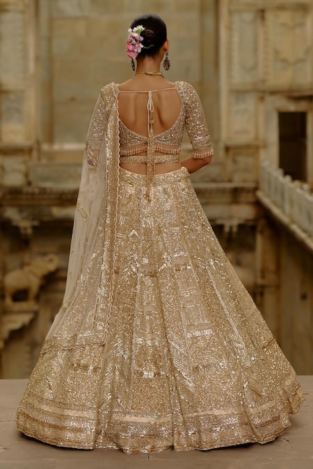 Nitika Gujral Gold Embellished Bridal Lehenga Set 