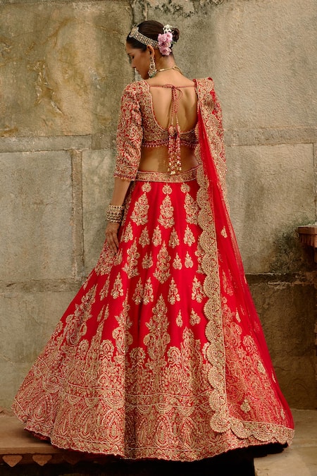 Nitika Gujral Red Embellished Bridal Lehenga Set 