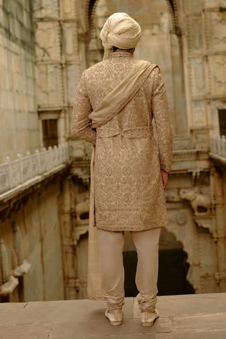 Nitika Gujral Tonal Embroidered Sherwani Set 