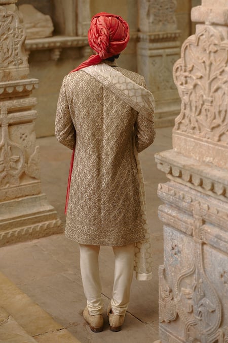 Nitika Gujral Floral Jaal Work Sherwani Set 