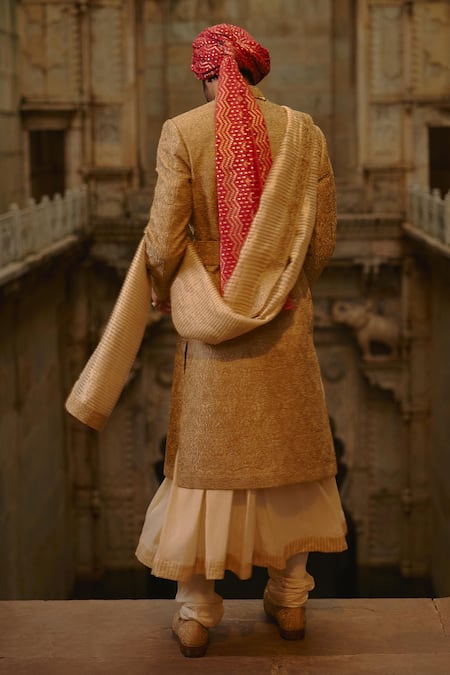 Nitika Gujral Tonal Embroidered Sherwani Set 