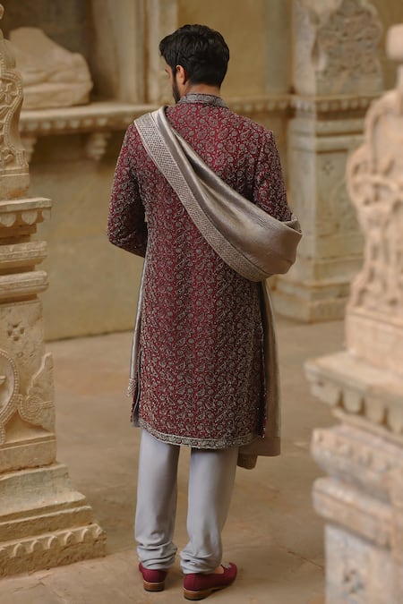 Nitika Gujral Tonal Embroidered Sherwani Set 