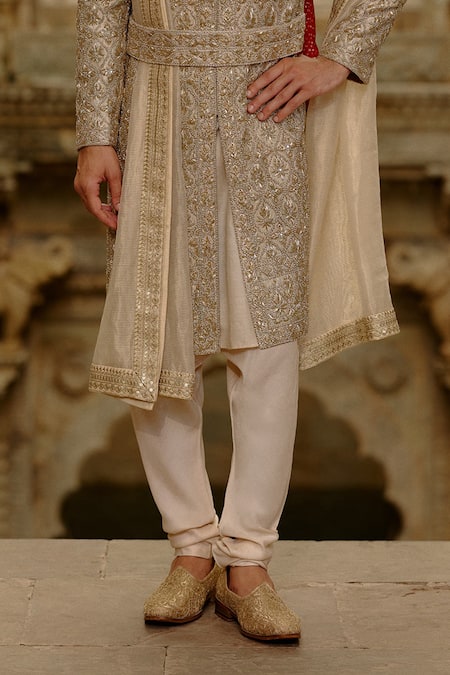 Buy Nitika Gujral Gold Brocade, Cotton, Silk Embroidery, Beads, Zari Floral Sherwani Set Online at Aza Fashions Buy_Nitika Gujral_Gold Brocade, Cotton, Silk Embroidery, Beads, Zari Floral Sherwani Set _Online_at_Aza_Fashions