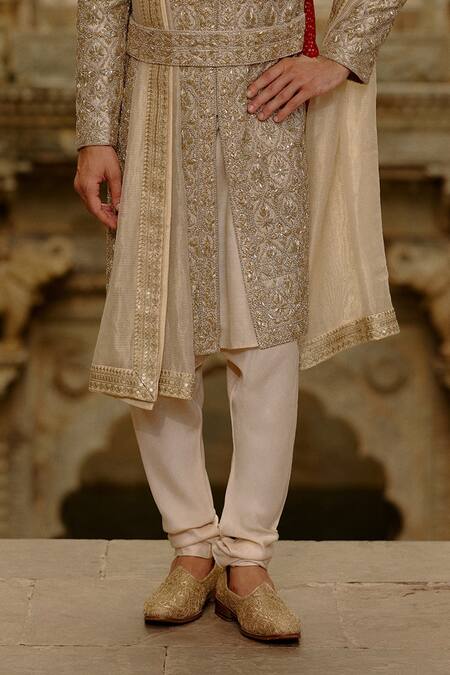 Buy Nitika Gujral Gold Brocade, Cotton, Silk, Tissue Embroidery, Beads, Floral Sherwani Set Online at Aza Fashions Buy_Nitika Gujral_Gold Brocade, Cotton, Silk, Tissue Embroidery, Beads, Floral Sherwani Set _Online_at_Aza_Fashions