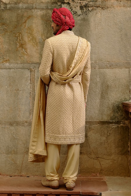 Nitika Gujral Tonal Embroidered Sherwani Set 