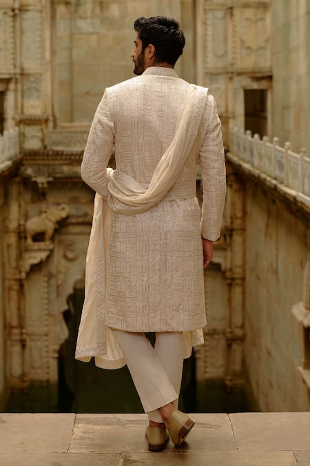 Nitika Gujral Geometric Work Sherwani Set 