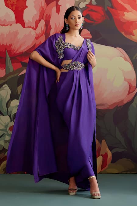 Parul And Preyanka Jamini Embroidered Pre-Draped Saree With Cape 