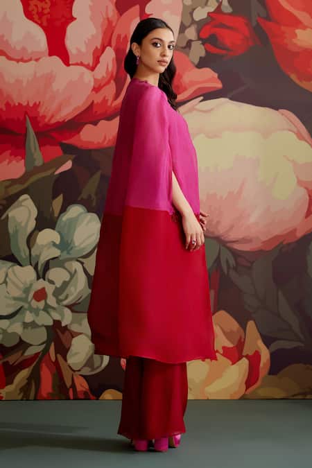 Parul And Preyanka Gulband Collar Embroidered Cape Set 