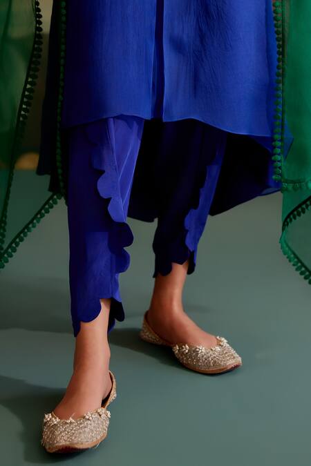 Buy_Parul And Preyanka_Blue Organza, Crepe, Embroidery, Zari, Beads, Neelam Kaftan Set _Online_at_Aza_Fashions