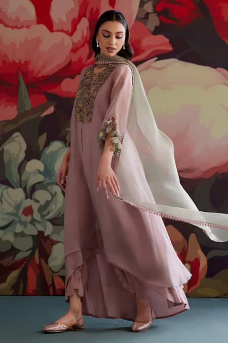 Parul And Preyanka Rosaa Embroidered Kaftan Kurta Set 