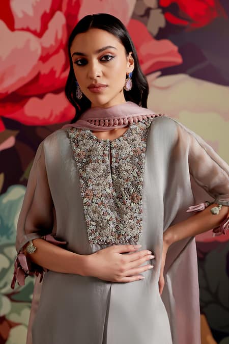 Buy Parul And Preyanka Blue Organza, Crepe, Embroidery, Zari, Tassels Opal Kaftan Kurta Set Online at Aza Fashions Buy_Parul And Preyanka_Blue Organza, Crepe, Embroidery, Zari, Tassels Opal Kaftan Kurta Set _Online_at_Aza_Fashions