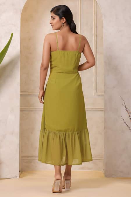 Naintara Bajaj Pear Green A-line Maxi Dress 