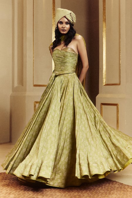 Punit Balana Bandhani Pattern Corset & Lehenga Set 