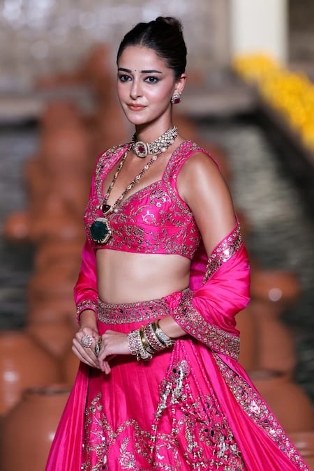 Shop_Punit Balana_Fuchsia , Shantoon, Organza Embroidery, Zari, The Rani Sa Lehanga Set _Online_at_Aza_Fashions