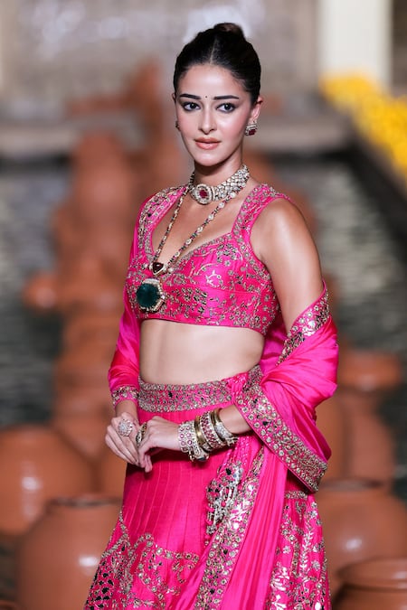 Punit Balana_Fuchsia , Shantoon, Organza Embroidery, Zari, The Rani Sa Lehanga Set _at_Aza_Fashions