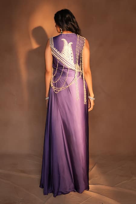 Ashutosh Joshi Paisley Embroidered Waistcoat With Skirt 