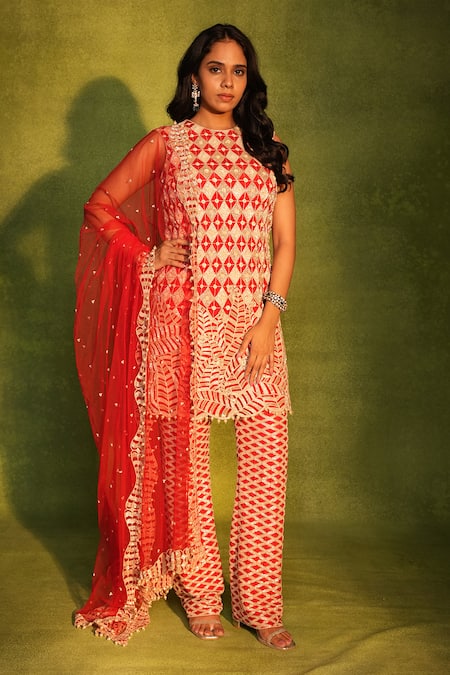 Ashutosh Joshi Abstract Embroidered Kurta Set 