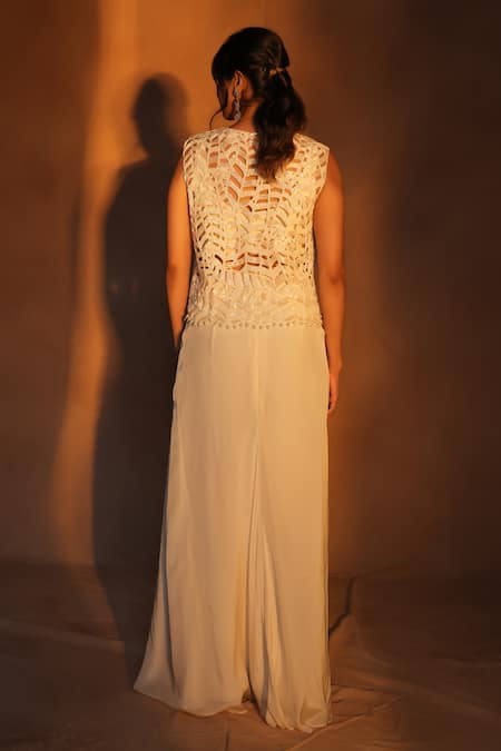 Ashutosh Joshi Abstract Embroidered Top & Skirt Set 