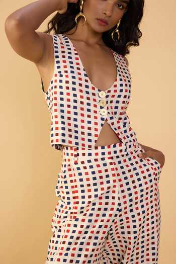 Saaksha & Kinni_Off White Box Loly Printed Trouser _Online_at_Aza_Fashions