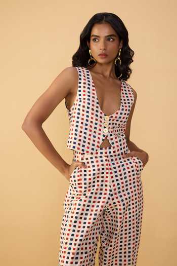 Buy_Saaksha & Kinni_Off White Box Loly Printed Trouser _Online_at_Aza_Fashions