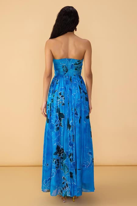 Saaksha & Kinni Blue Rose Athena Printed Gown 