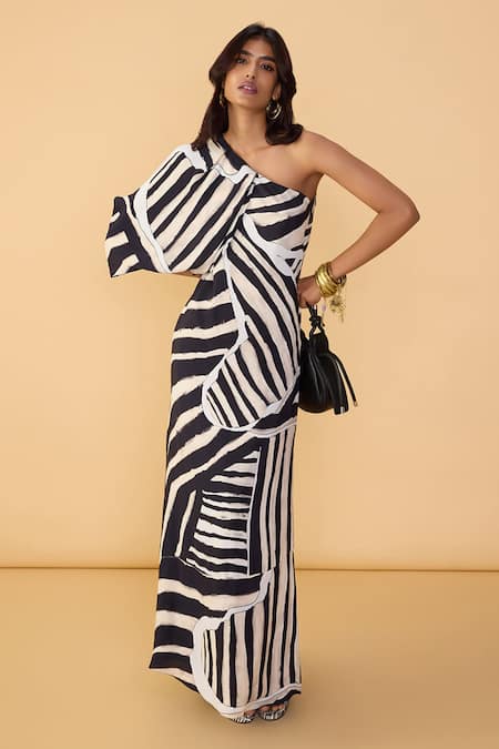 Saaksha & Kinni Black & White Stripe Selna Dress 