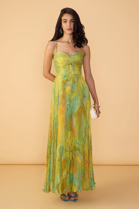 Saaksha & Kinni Yellow Daisy Kiara Printed Dress 