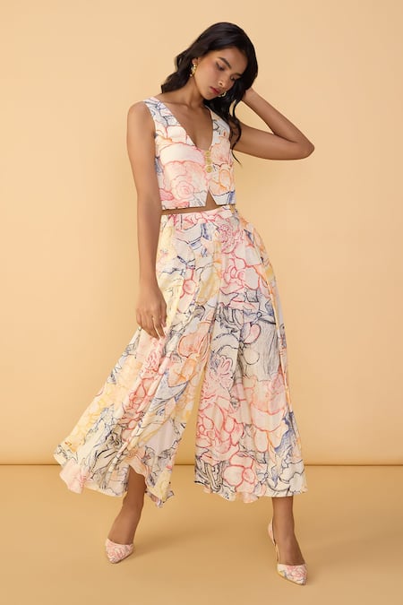 Saaksha & Kinni Aura Scratches Delfie Printed Waistcoat 