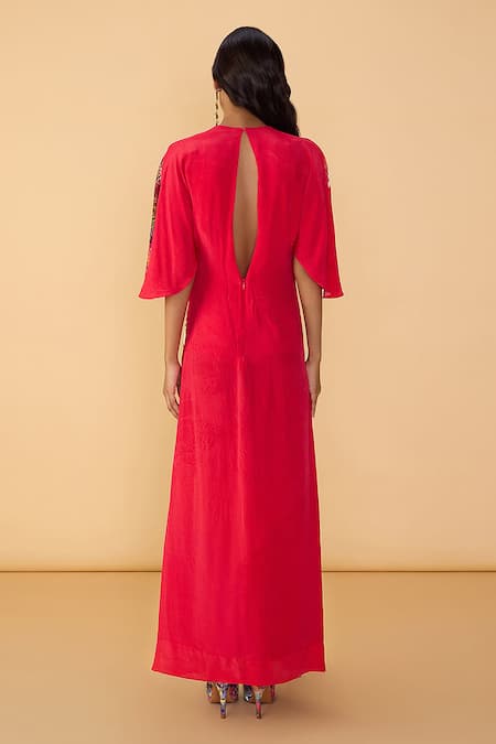 Saaksha & Kinni Red Velvet Mischka Printed Dress 