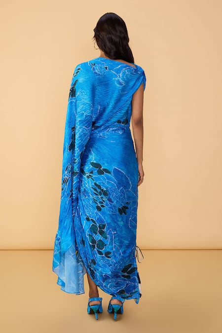 Saaksha & Kinni Blue Rose Kathy Pleated Dress 