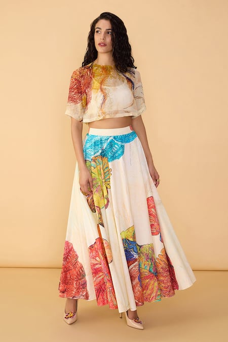 Saaksha & Kinni Daisy Scribble Dracy Printed Skirt 