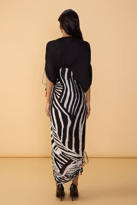 Saaksha & Kinni Scribble Dense Black & White Stripe Zia Dress 