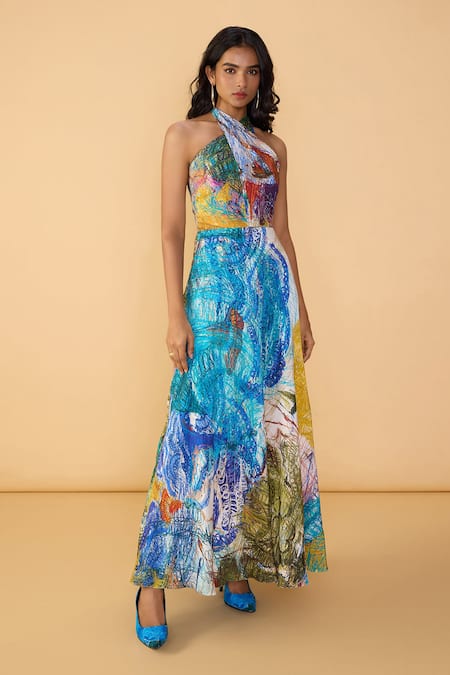 Saaksha & Kinni Scribble Dense Shailee Printed Dress 