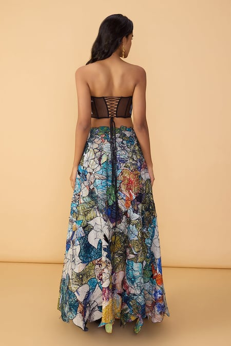 Saaksha & Kinni Scribble Dense Zoya Printed Lehenga Skirt 