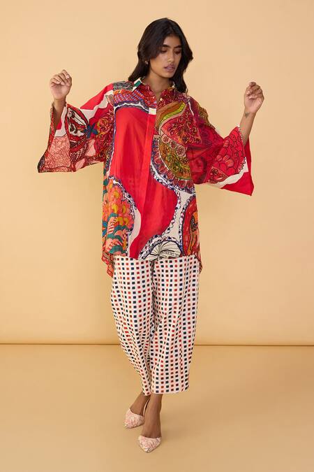 Buy Saaksha & Kinni Multi Color Box Loly Printed Trouser Online at Aza Fashions Buy_Saaksha & Kinni_Multi Color Box Loly Printed Trouser _Online_at_Aza_Fashions