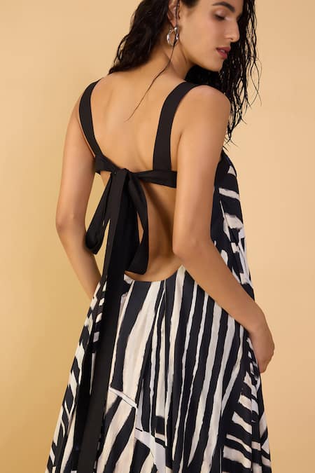 Buy Saaksha & Kinni Black Cambric Embroidery, Cut Work, Applique And White Stripe Vivi Dress Online at Aza Fashions Buy_Saaksha & Kinni_Black Cambric Embroidery, Cut Work, Applique And White Stripe Vivi Dress _Online_at_Aza_Fashions