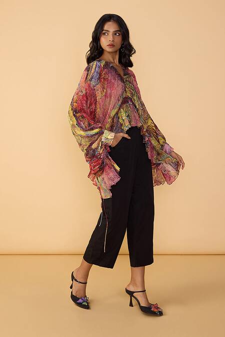 Buy Saaksha & Kinni Black Ribbons Solid Loly Trouser Online at Aza Fashions Buy_Saaksha & Kinni_Black Ribbons Solid Loly Trouser _Online_at_Aza_Fashions