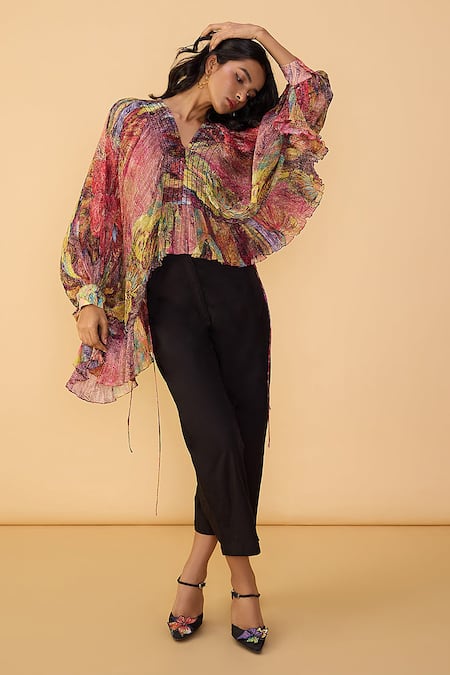 Saaksha & Kinni Black Ribbons Solid Loly Trouser